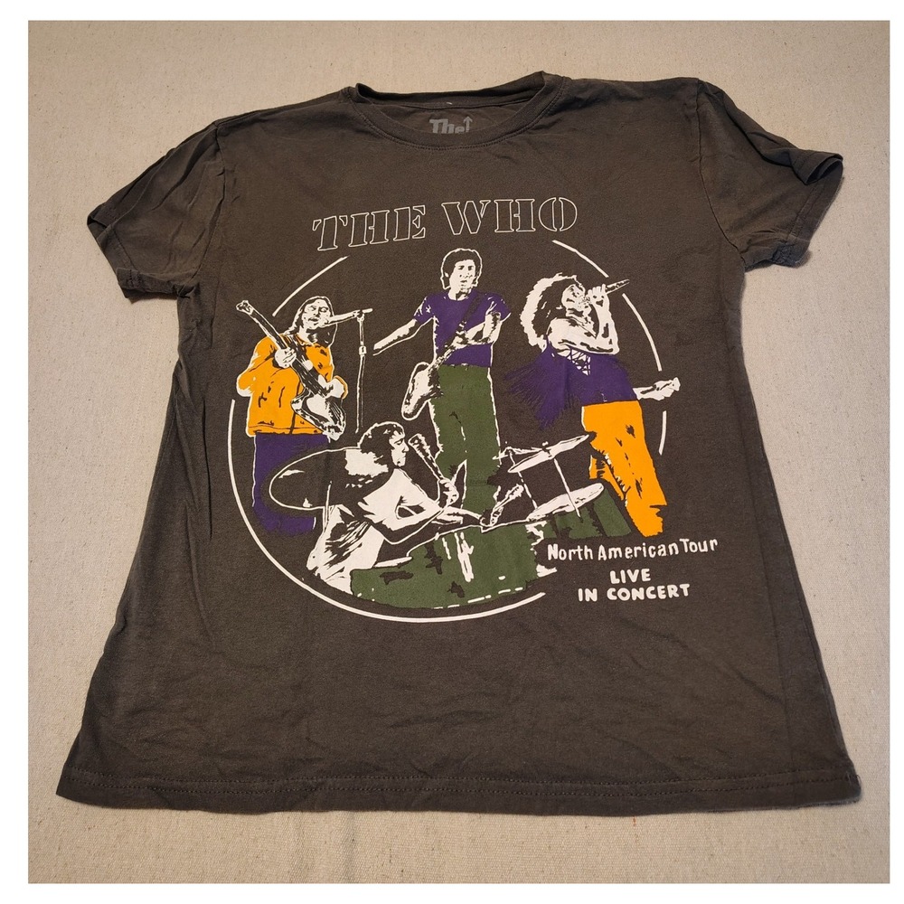 The Who North American Tour Live In Concert Graphic T-Shirt Gray Mens Medium